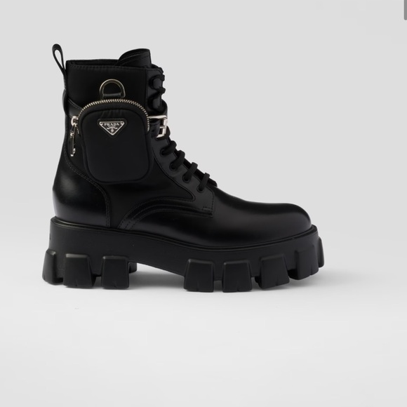 Prada Monolith leather and Re-Nylon boots with pouch - Picture 4 of 16